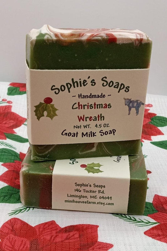 Christmas Wreath Goat Milk Soap: Holiday Artisan Soap