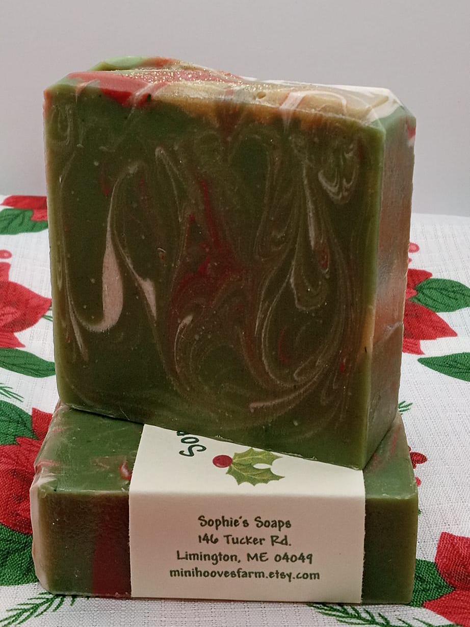 Christmas Wreath Goat Milk Soap: Holiday Artisan Soap